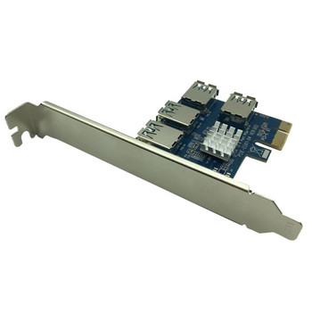 PCI-E към PCI-E адаптер 1 Turn 4 PCI-Express слот 1x до 16x USB 3.0 Майнинг Специална Riser карта PCIe конвертор за копаене на BTC Miner