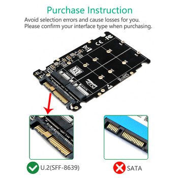 M.2 SSD към U2 адаптер 2 в 1 M2 NVMe SATA-Bus NGFF SSD към PCI-e U.2 SFF-8639 PCIe M2 адаптер конвертор за настолни компютри