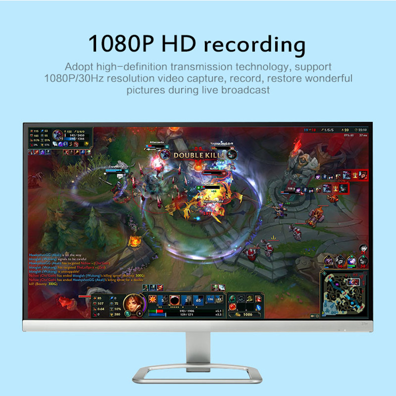 HDMI-kompatibilis USB2.0-val lövöldözős játékjelenet kábelrögzítő kártyával HDMI videorögzítő kártya számítógépes élő videofelvétel