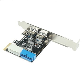 USB PCI e адаптер 2 порта USB 3 PCI e адаптерна карта PCI-e USB3.0 19 20-пинов контролер за конвертор PCI-e USB3 разширителна платка за компютър