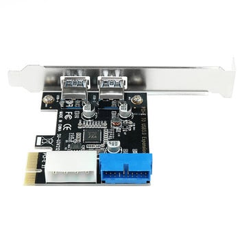 USB PCI e адаптер 2 порта USB 3 PCI e адаптерна карта PCI-e USB3.0 19 20-пинов контролер за конвертор PCI-e USB3 разширителна платка за компютър