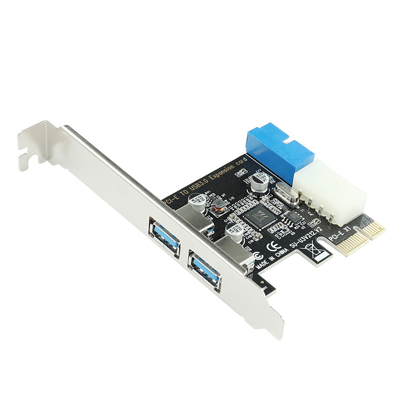 USB PCI e Adapteris 2 prievadas USB 3 PCI e Adapterio kortelė PCI-e USB3.0 19 20 kontaktų keitiklio valdiklis PCI-e USB3 išplėtimo plokštė, skirta kompiuteriui