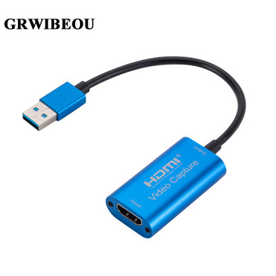 GRWIBEOU USB карта за заснемане на видео 1080P 4K USB към HDMI съвместима кутия за видео заснемане Macbook PS4 игра компютър медия камера на живо