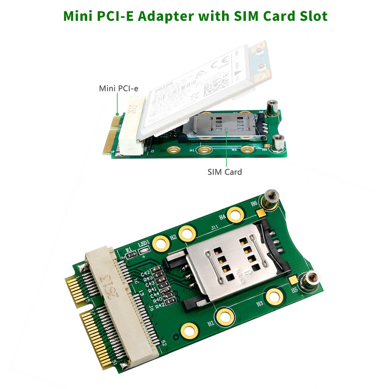 Mini PCI-E adapterio kortelė mPCIe su SIM kortelės lizdu, skirta 3G 4G moduliui USIM kortelės lizdo plėtinys / WWAN LTE / GPS kortelės stalinis nešiojamasis kompiuteris