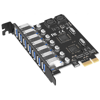 USB 3.0 PCI-E bővítőkártya adapter 7 portos USB 3.0 hub adapter külső vezérlő PCI-E bővítő PCI Express kártya asztali számítógéphez