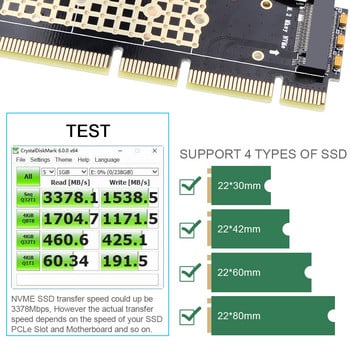 Zexmte NVME адаптер PCIe 16x M.2 NVMe адаптер M.2 към PCIE3.06 карта за разширение Адаптер за твърд диск Поддръжка на PCIe x4x8x16 слот A Pci