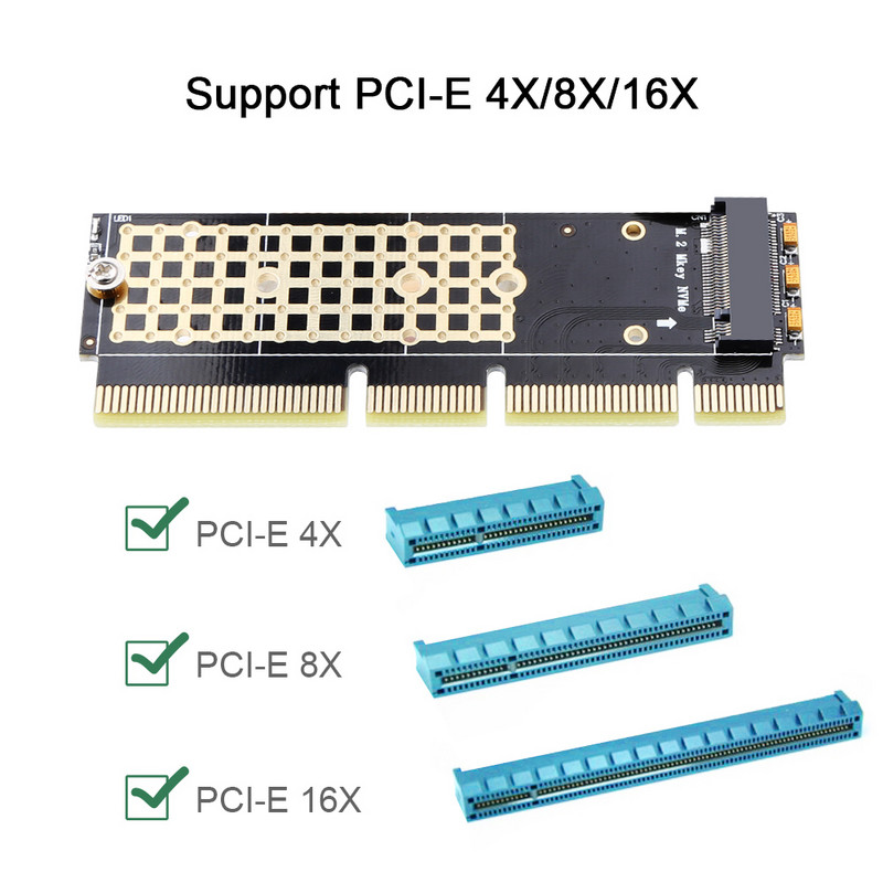 Zexmte NVME adapteris PCIe 16x M.2 NVMe adapteris M.2 į PCIE3.06 išplėtimo plokštės kietojo disko adapterio palaikymas PCIe x4x8x16 lizdas A Pci