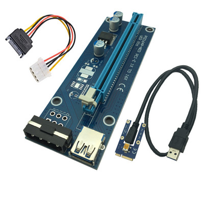Mini PCIE Riser kortelė PCI-E PCI Express 1x–16x USB 3.0 kabelis SATA į 4Pin IDE Molex maitinimo šaltinis, skirtas BTC Miner Machine Mining