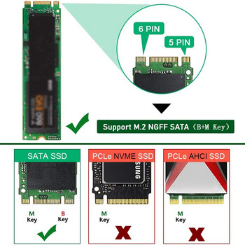 SSD M2 σε USB Προσαρμογέας M.2 σε USB Προσαρμογέας B Κλειδί M.2 SATA Πρωτόκολλο SSD Προσαρμογέας NGFF σε USB 3.0 Κάρτα SSD για 2230 2242 2260 2280 M2