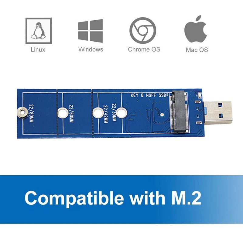 Adaptér SSD M2 na USB Adaptér M.2 na USB B Key M.2 SATA protokol SSD adaptér NGFF na USB 3.0 SSD karta pre 2230 2242 2260 2280 M2