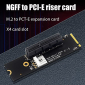 NGFF M.2 To PCI-E 4X Riser Card M2 M Key To Pcie X4 Adapter with LED Indicator SATA Power Riser for Bitcoin Mining