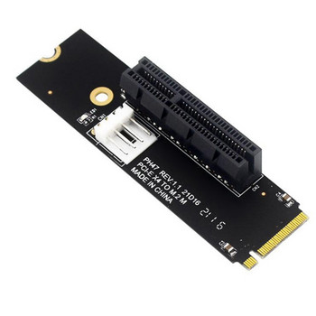 NGFF M.2 към PCI-E 4X Riser Card M2 M Ключ към Pcie X4 адаптер с LED индикатор SATA Power Riser за Bitcoin Mining