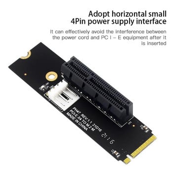 NGFF M.2 към PCI-E 4X Riser Card M2 M Ключ към Pcie X4 адаптер с LED индикатор SATA Power Riser за Bitcoin Mining