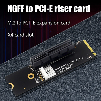 NGFF M.2 to PCI-E 4X tõusukaart M2 M Pcie X4 adapteri võti LED-indikaatoriga SATA Power Riser Bitcoini kaevandamiseks