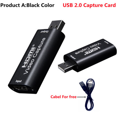 HDMI vaizdo įrašymo kortelė USB 2.0 HDMI vaizdo griebtuvas, skirtas PS4 žaidimui, DVD vaizdo kamerai, kamerai, įrašyti vaizdo plokštės tiesioginiam srautui