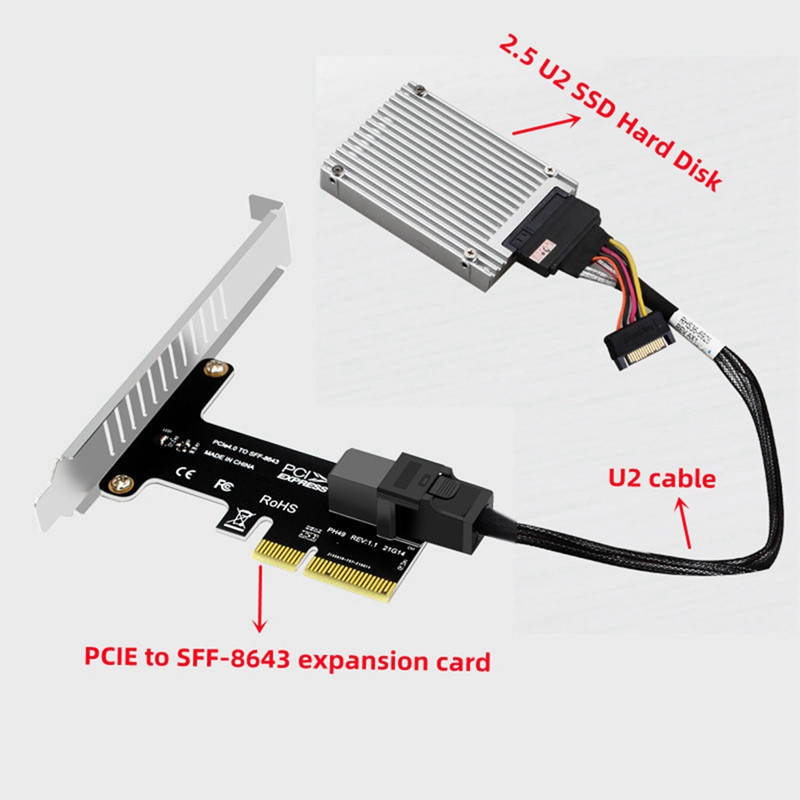 SFF 8643 To Pcie 3.0 4X/8X Adapter Card 2 U.2 Port Card Nvme SSD Converter Merevlemez bővítőkártya asztali számítógéphez