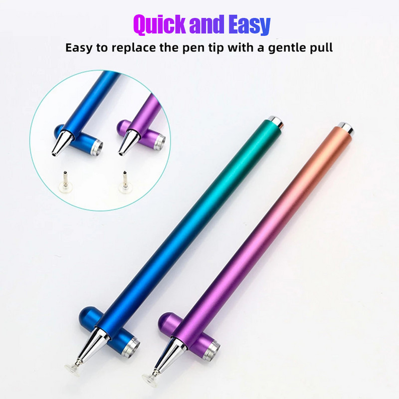 2 az 1-ben Mágneses érintőképernyő Stylus Pen Gradient Color Beépített szívóhegy Tiszta lemezes kapacitív toll iphone iad táblagépekhez