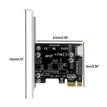 Κάρτα επέκτασης PCI-E σε USB 3.0 5Gpbs Type E Κάρτα PCI Express 19/20 Pin Header για Προσαρμογέας βάσης μπροστινού πίνακα τύπου C