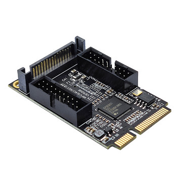 Mini PCIE USB 3 Адаптер за контролер 4 порта USB 3.0 Разширителна платка Карта ХЪБ Умножител Двоен 20 пина Конектор за щранг на предния панел
