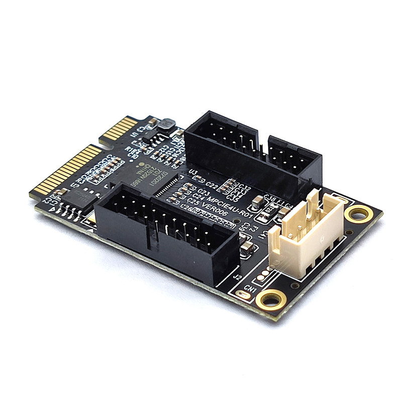 Adaptor pentru controler Mini PCIE USB 3 4 porturi USB 3.0 Placă de expansiune HUB Multiplicator Dual 20 pini Antet pentru panoul frontal