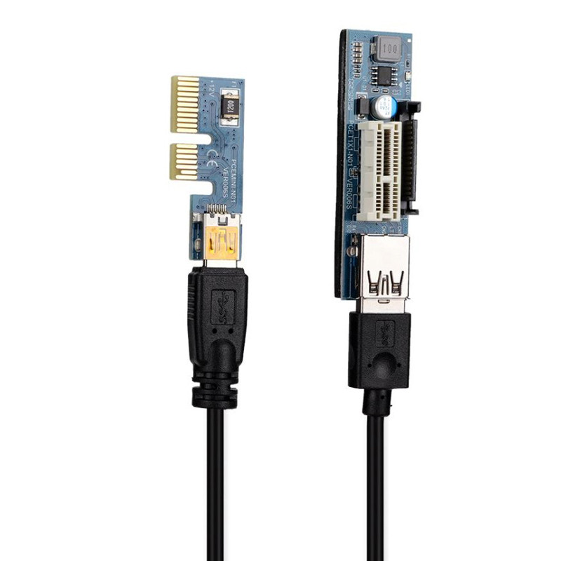 PCI-E X1 plėstuvas PCI Express USB 3.0 adapterio keltuvas PCIE 1X stovo kortelė USB 3.0 PCI-E SATA PCI E stovas PCI Express X1–X1 lizdas