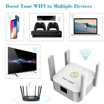 PIXLINK WiFi Repeater Ασύρματη επέκταση Wi-Fi 300Mbps Ενισχυτής Wi-Fi 802.11N Long Range Wi fi Signal Booster 2.4G Wifi Repiter