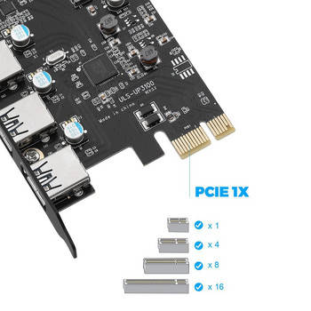 PCI-E към USB3.0+Тип C разширителна карта (PCIe карта) 3 порта със суперскоростна USB 3.0 PCI разширителна карта за Windows MAC OX