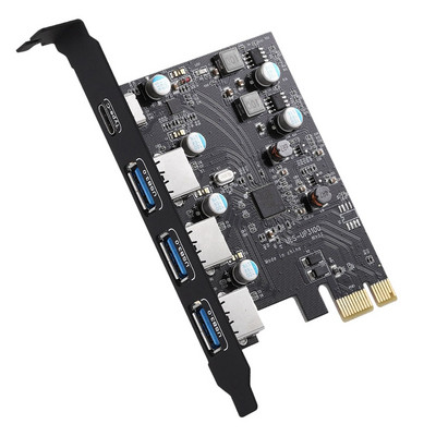 PCI-E към USB3.0+Тип C разширителна карта (PCIe карта) 3 порта със суперскоростна USB 3.0 PCI разширителна карта за Windows MAC OX