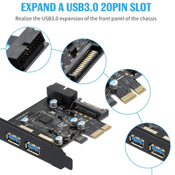 1 Задайте PCI-E към USB 3.2 Gen 1 адаптерна карта 5Gbps PCI Express (Pcie) разширителна карта USB3.0 хъб PCI Express карта