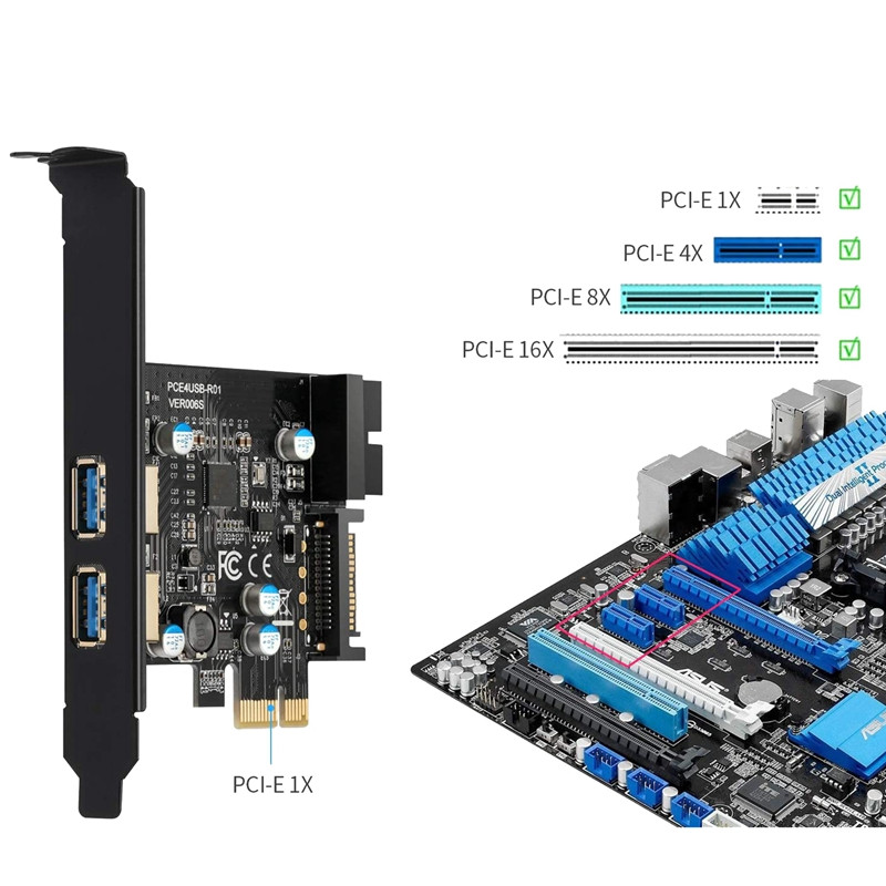 1 Állítsa be a PCI-E-t USB 3.2 Gen 1 adapterkártyára 5 Gbps PCI Express (Pcie) bővítőkártya USB3.0 hub PCI Express kártya