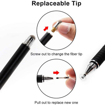 Universal 2 σε 1 Precision Disc Fiber Tip Stylus Pen Tablet Capacitive Screen Caneta Touch Pen για κινητό τηλέφωνο Android Smart