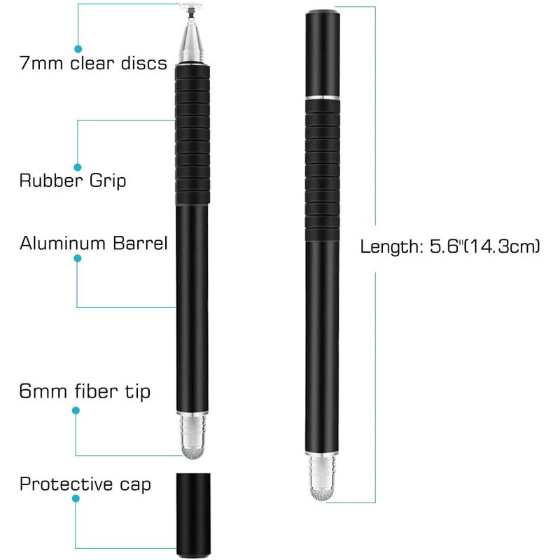 Universal 2 în 1 Disc de precizie Vârf din fibră Stylus Pen Tabletă Ecran capacitiv Caneta Touch Pen pentru telefon mobil Android Smart