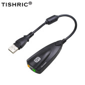 TISHRIC Promotion 5HV2 Išorinė usb garso plokštė 7.1 su 3,5 mm garso sąsajos adapteriu ausinių garsiakalbiams nešiojamas Kompiuteris PC