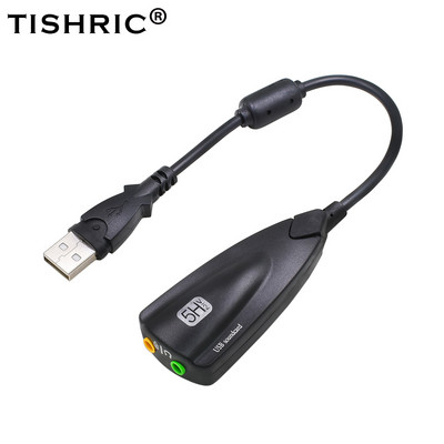 TISHRIC Promotion 5HV2 Išorinė usb garso plokštė 7.1 su 3,5 mm garso sąsajos adapteriu ausinių garsiakalbiams nešiojamas Kompiuteris PC