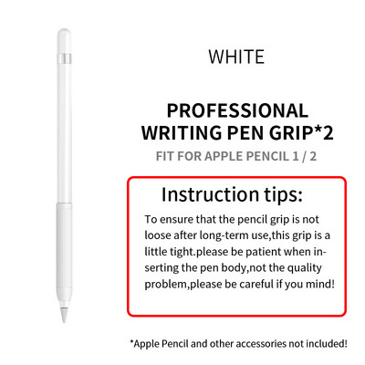2 ks úchop na pero pre Apple Pencil 1/2 ochranné puzdro z mäkkého silikónu, odolné voči poškriabaniu, nárazom a protišmykovému ochrannému krytu pre stylus