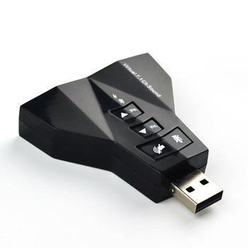 Домакински външен виртуален USB7.1 3D звуков адаптер за аудио карта, двоен микрофон, двоен аудио интерфейс, изход, независима звукова карта