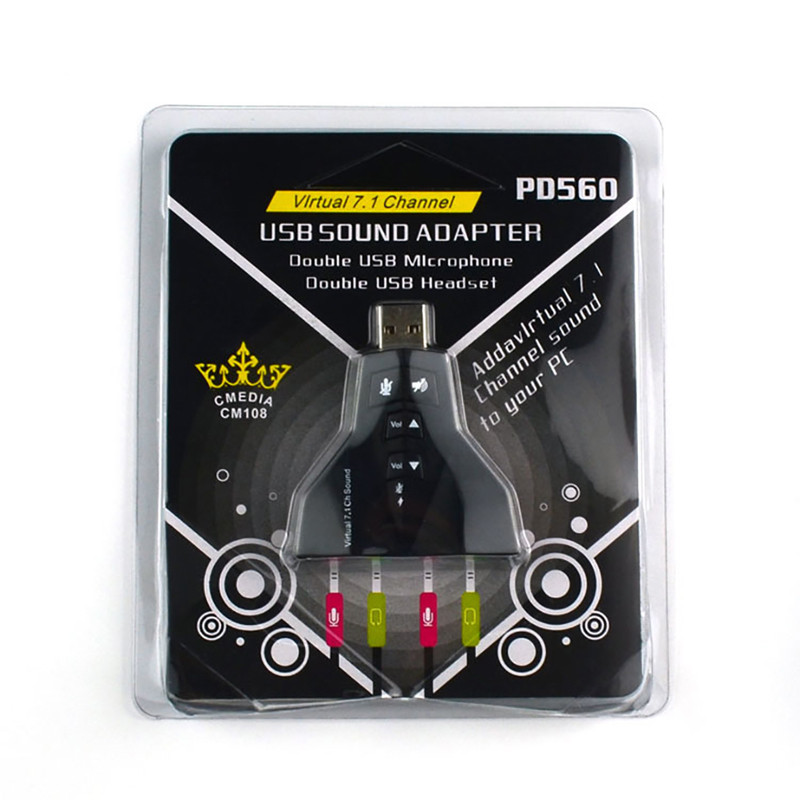 Buitinė išorinė virtuali USB7.1 3D garso garso plokštės adapteris, dvigubas mikrofonas, dviguba garso sąsajos išvestis, nepriklausoma garso plokštė