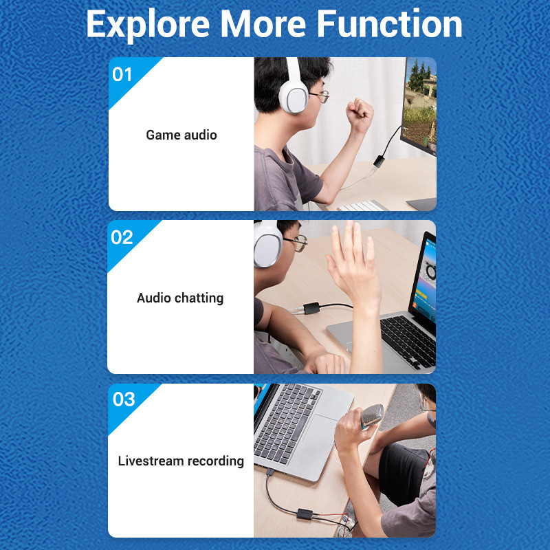 Vention garso plokštė iš USB iki 3,5 mm garso sąsajos adapterio išorinė garso plokštė nešiojamam kompiuteriui PS4 ausinės mikrofonas USB garso plokštė