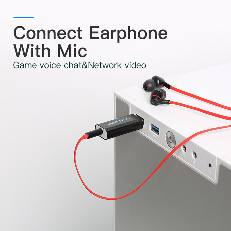 Vention išorinė garso plokštė nuo USB iki 3,5 mm ausinių ausinių lizdas 3,5 mm USB adapterio garso plokštė nešiojamojo kompiuterio garso plokštei