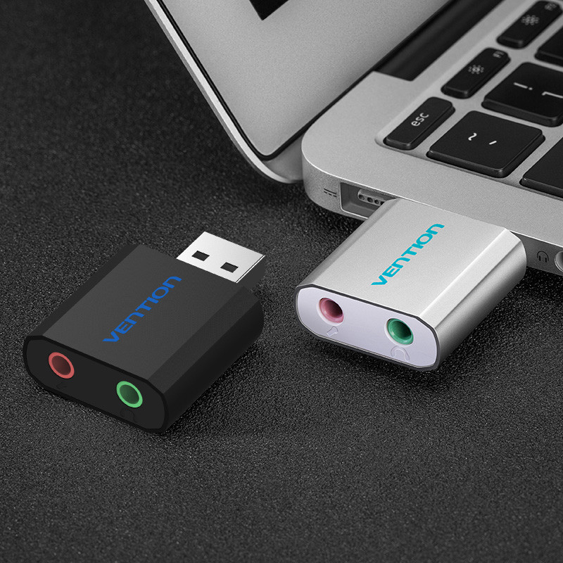 Vention išorinė garso plokštė nuo USB iki 3,5 mm ausinių ausinių lizdas 3,5 mm USB adapterio garso plokštė nešiojamojo kompiuterio garso plokštei