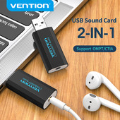 Vention hangkártya USB-3,5 mm-es audiointerfa-adapter 2 az 1-ben USB-fülhallgató hangszóró Macbook számítógéphez laptop PC hangkártyához