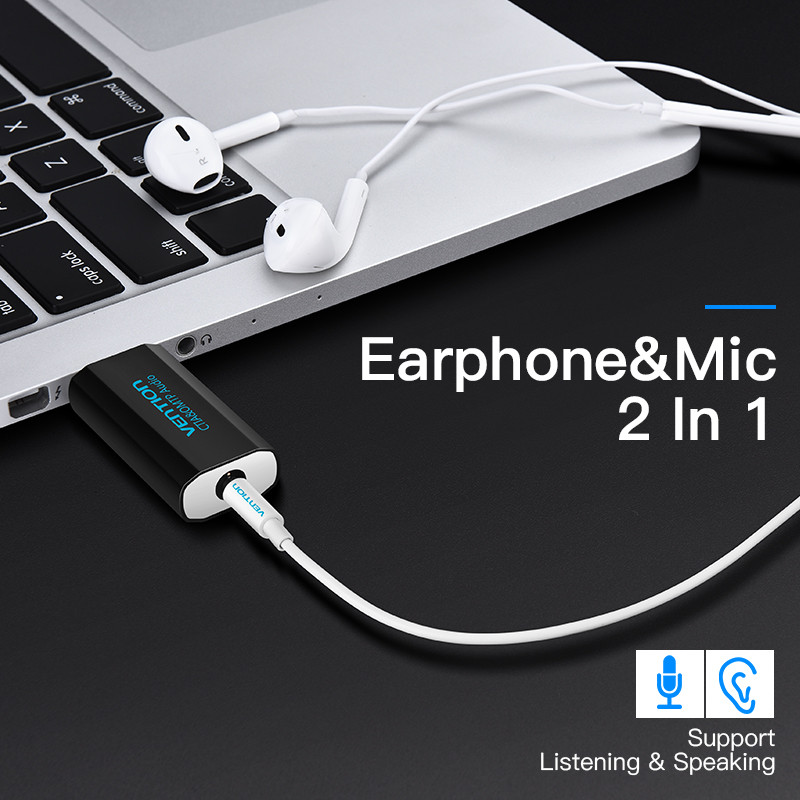 Vention hangkártya USB-3,5 mm-es audiointerfa-adapter 2 az 1-ben USB-fülhallgató hangszóró Macbook számítógéphez laptop PC hangkártyához