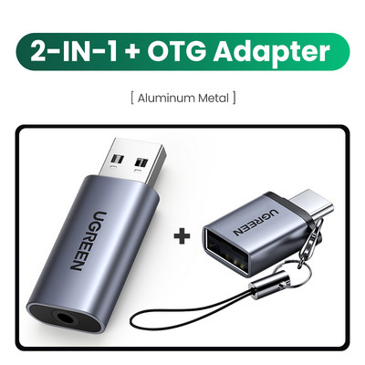UGREEN hangkártya USB-3,5 mm-es audio interfész adapter fülhallgató mikrofonhoz PC laptophoz PS5/4 TRRS(CTIA/OMTP) alumínium fém héj