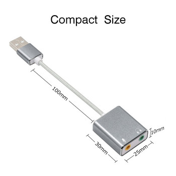GOOJODOQ 7.1 Υποδοχή εξωτερικής κάρτας ήχου USB 3,5 mm Προσαρμογέας ήχου USB ακουστικών Κάρτα ήχου μικροφώνου για φορητό υπολογιστή Macbook