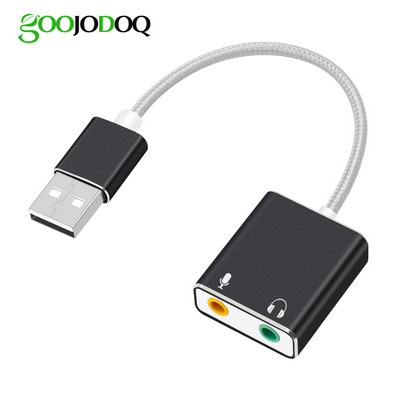 GOOJODOQ 7.1 Външен USB жак за звукова карта 3,5 mm USB аудио адаптер Слушалки Микрофон Звукова карта за Macbook компютър лаптоп PC
