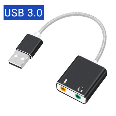 GOOJODOQ 7.1 išorinė USB garso plokštės lizdas, 3,5 mm USB garso adapterio ausinių mikrofono garso plokštė, skirta Macbook kompiuteriui nešiojamam kompiuteriui