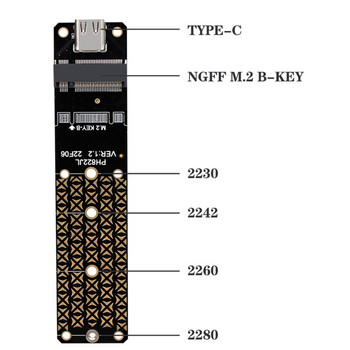 NGFF M.2 B-key Sata твърд диск SSD към USB3.1 TYPE-C 10G карта за разширение Адаптерна платка JMS580 Контролен чипсет