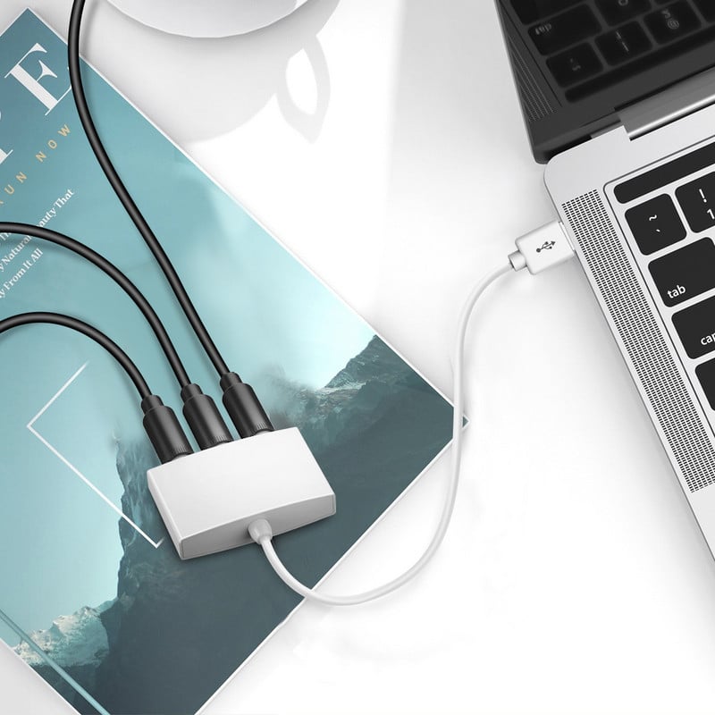 Adaptor extern pentru placă de sunet USB 7.1 3,5 mm 3 în 1 mufă stereo HD audio microfon pentru căști, cablu audio de 30 cm pentru notebook PC