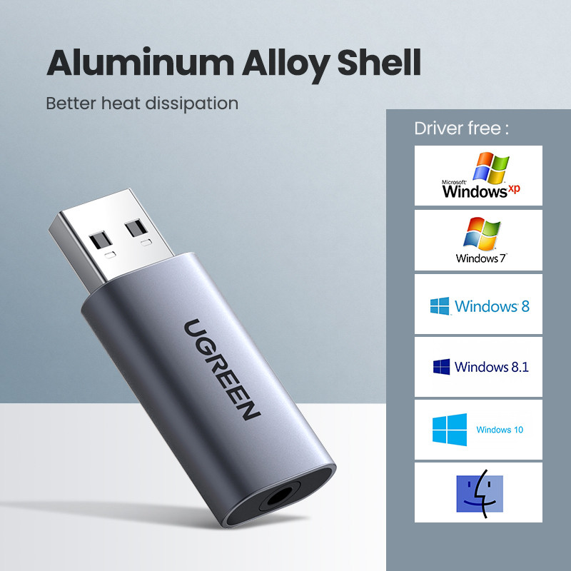 UGREEN USB zvučna kartica Audio sučelje USB zvučna kartica za prijenosno računalo PS4 Slušalica Mikrofon Audio kartica USB vanjska zvučna kartica