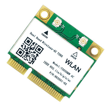 1200Mbps ασύρματη 7265AC Half Mini PCI-E Wifi Card Bluetooth 4.2 802.11ac 7265HMW Dual Band 2.4G 5Ghz Adapter for Laptop